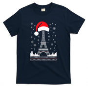 Eiffel Tower Santa Hat - Funny Vintage Paris Ugly Christmas T-Shirt