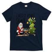 Every Knee Shall Bow Santa Jesus Christian Christmas Pajamas T-Shirt