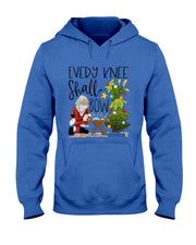 Every Knee Shall Bow Santa Jesus Christian Christmas Pajamas T-Shirt