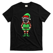 Funny Christmas Elf Pug Dog T-Shirt