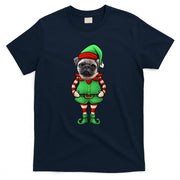 Funny Christmas Elf Pug Dog T-Shirt