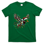 Flying Santa Duck with Christmas Lights Hunting Season T-Shirt