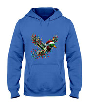 Flying Santa Duck with Christmas Lights Hunting Season T-Shirt