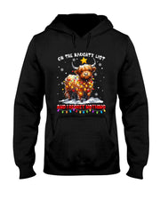 On The Naughty List And Reget Nothing Christmas Highland Cow T-Shirt