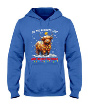 On The Naughty List And Reget Nothing Christmas Highland Cow T-Shirt