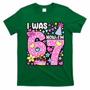 7th Birthday Girl Funny I Was 6 Now I'm 7 Years Old T-Shirt - Irish Green