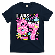 7th Birthday Girl Funny I Was 6 Now I'm 7 Years Old T-Shirt - Navy Blue