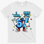 7th Birthday I Was 6 Now Im 7 Hands Cute 67 Meme T-Shirt - White