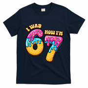 7th Birthday I Was 6 Now I'm 7 Years Old 67 Meme Funny T-Shirt - Navy Blue
