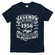 70th Birthday Legends Were Born In 1956 Age Perfectly Vintage Scroll  T-Shirt - Navy