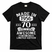 70th Birthday Made In 1956 70 Years Of Being Awesome Limited Edition T-Shirt - Black