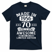 70th Birthday Made In 1956 70 Years Of Being Awesome Limited Edition T-Shirt - Navy Blue