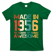 70th Birthday Made In 1956 70 Years Of Being Awesome T-Shirt - Green