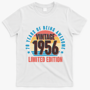 70th Birthday Vintage 1956 70 Years Of Being Awesome Limited Edition  T-Shirt - White