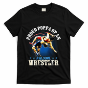 Wrestling Proud Poppa Of An Awesome Wrestler Backside T-Shirt