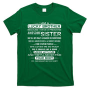 Christmas Funny For Brother From Sister I Am A Lucky Brother T-Shirt