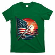 American Flag Fish Fisher Fisher Funny Bass Fishing Usa Gift T-Shirt