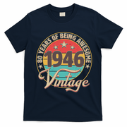 80th Birthday 80 Years Of Being Awesome 1946 Vintage  T-Shirt - Navy Blue