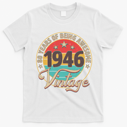 80th Birthday 80 Years Of Being Awesome 1946 Vintage  T-Shirt - White