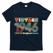 80th Birthday Retro Style Vintage 1946 Original Parts T-Shirt - Navy