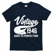 80th Birthday Sporty Vintage 1946 Age To Perfection  T-Shirt - Navy