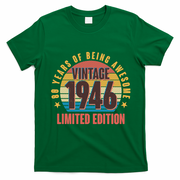 80th Birthday Vintage 1946 80 Years Of Being Awesome Limited Edition  T-Shirt - Irish Green
