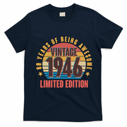 80th Birthday Vintage 1946 80 Years Of Being Awesome Limited Edition  T-Shirt - Navy Blue