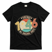 80th Birthday Vintage 1946 All Original Parts Emblem T-Shirt - Black