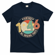 80th Birthday Vintage 1946 All Original Parts Emblem T-Shirt - Navy Blue