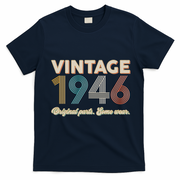 80th Birthday Vintage 1946 Original Parts Some Wear  T-Shirt - Navy Blue