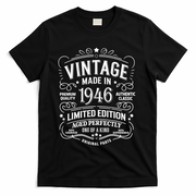 80th Birthday Vintage Made In 1946 Premium Quality Authentic Classic Birthday T-Shirt - Black