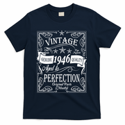 80th Birthday Vintage 1946 Genuine Quality Age To Perfection Original Parts Mostly T-Shirt - Navy