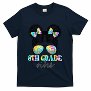 8th Grade Vibes Messy Hair Bun Girl Back To School First Day T-Shirt - Navy