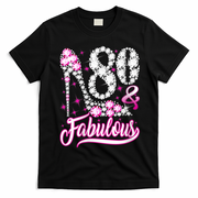 80 Years Old Gifts 80 & Fabulous 80th Birthday Pink Diamond T-Shirt - Black