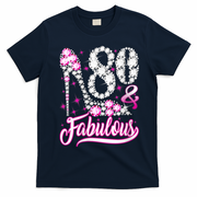 80 Years Old Gifts 80 & Fabulous 80th Birthday Pink Diamond T-Shirt - Navy Blue