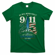 9/11 25th Anniversary We Will Never Forget Tribute 9.11 T-Shirt - Irish Green