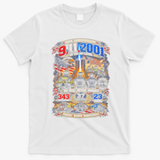 911 25th Anniversary Memorial Firefighter September 11th T-Shirt - White