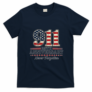 911 25th Anniversary USA Never Forgotten Tribute 9/11 T-Shirt - Navy Blue