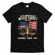 9/11 25th Anniversary Never Forget 911 Memorial 2001-2026 USA T-Shirt - Black