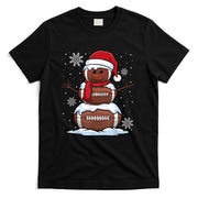Merry Christmas Football Snowman Holiday Sports Xmas Pajamas T-Shirt