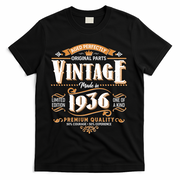 90th Birthday Age Perfectly Original Parts Vintage Made In 1936 Premium Quality T-Shirt - Black