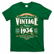 90th Birthday Age Perfectly Original Parts Vintage Made In 1936 Premium Quality T-Shirt - Green