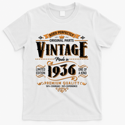 90th Birthday Age Perfectly Original Parts Vintage Made In 1936 Premium Quality T-Shirt - White