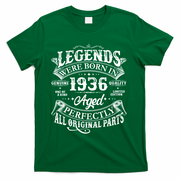 90th Birthday Legends Were Born In 1936 Age Perfectly Vintage Scroll  T-Shirt - Green