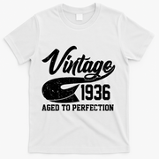 90th Birthday Sporty Vintage 1936 Age To Perfection  T-Shirt - White