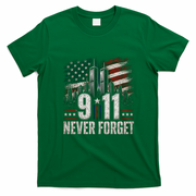 9/11 Never Forget American Flag Memorial Tribute 911 T-Shirt - Irish Green
