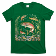 90s River Wildlife Fishing Vintage Rainbow Trout T-Shirt - Green