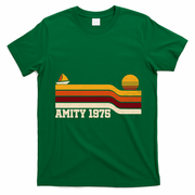 Amity 1975 Retro Sunset Sailboat Coastal Vibes T-Shirt - Irish Green