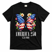 America 250 Years 1776-2026 250th Anniversary Butterfly  T-Shirt - Black