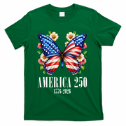 America 250 Years 1776-2026 250th Anniversary Butterfly  T-Shirt - Green